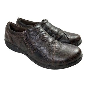 Clarks Comfort Shoes Soft Cushion Brown Weathered Leather Women's 8M EUC